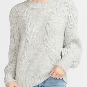 EXPRESS Cable Knit Puff Sleeve Sweater